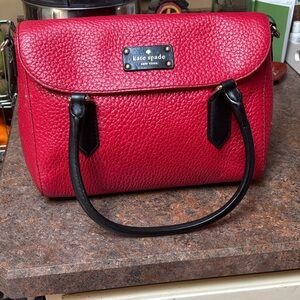 Kate Spade Cherry Red Satchel with Black Trim